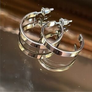 Thick Silver Hoop Earrings